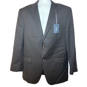 Ralph Ralph Lauren Mens 44L Pinstripe Blazer 100% Wool Jacket Black 2 Buttons